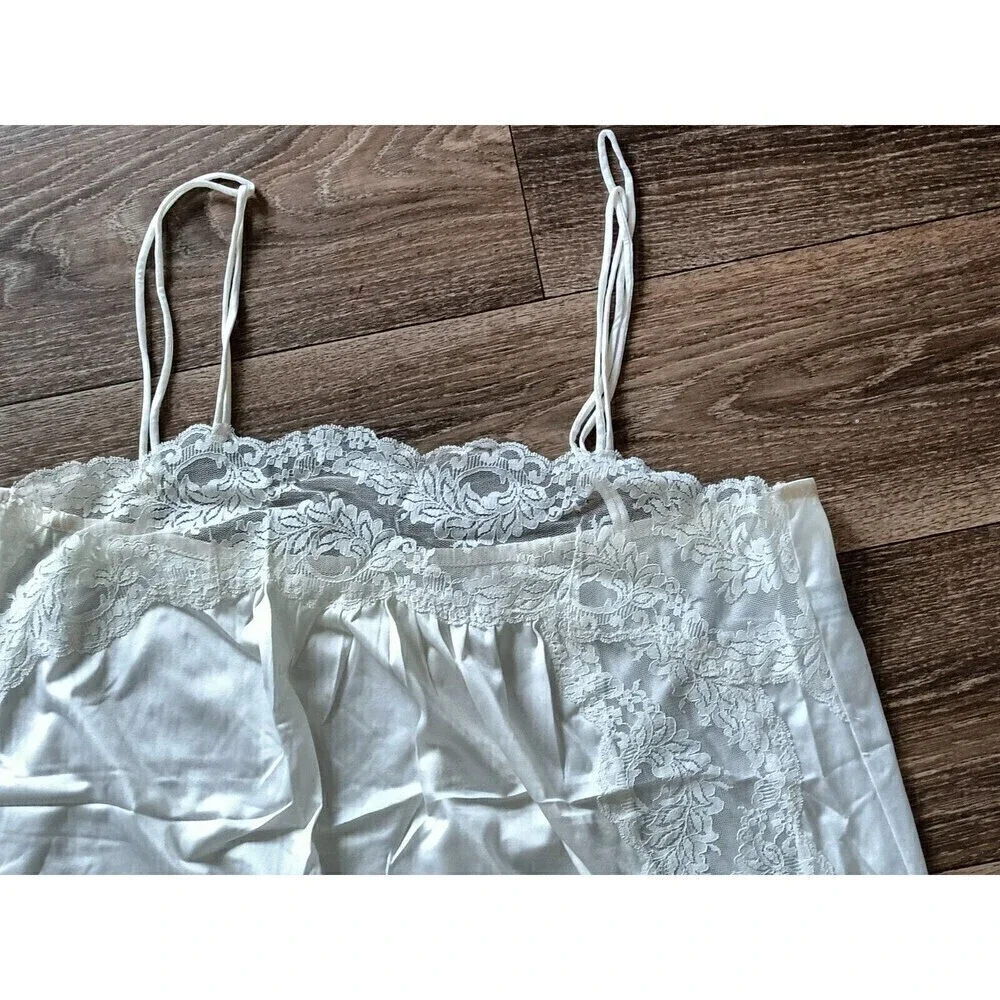 Lorraine Full Slip  Gown Size Large Off White Lace Trim Nylon 45